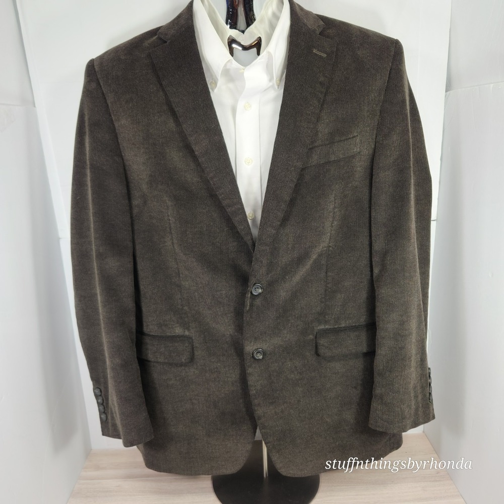 Chaps Corduroy Men's Sport Coat 42L Charcoal Blazer‎ Suit Jacket Casual 2 Button